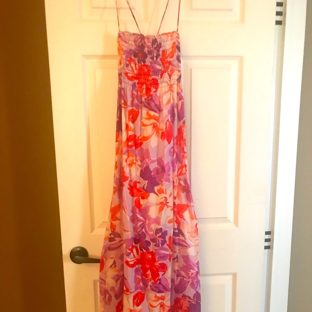 Strapless floral maxi dress